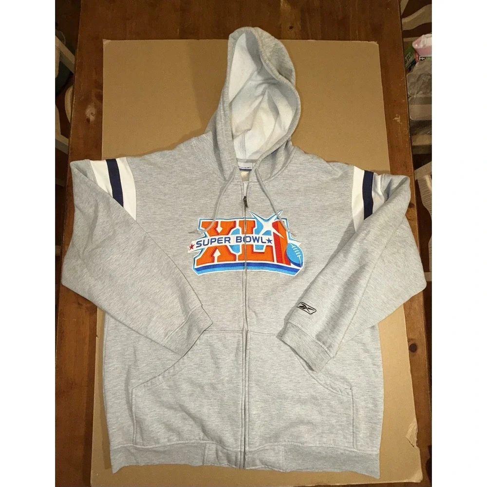 REEBOK Vintage Super Bowl XLI Sweatshirt Gray NFL Football 2007 Colts Bears 2XL